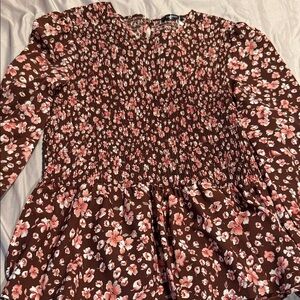 Elegant Floral Brown Blouse